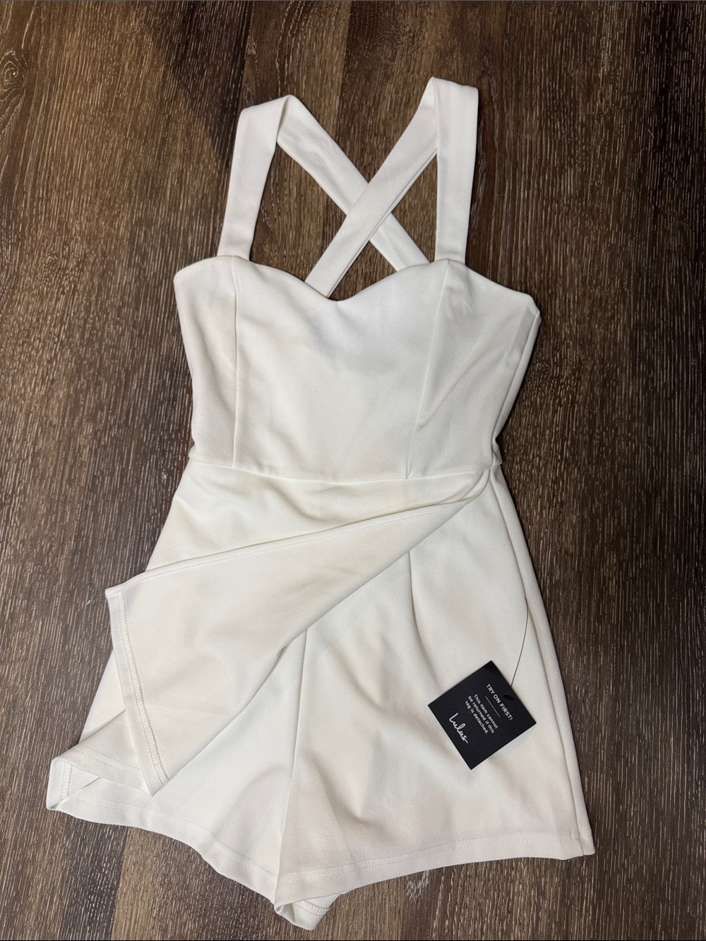 Lulus Latest Crush White Backless Skort Romper NWT Bridal
